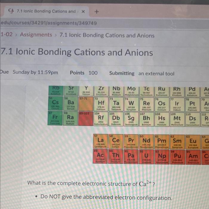 Solved What is the complete electronic structure of Ca2+ ?