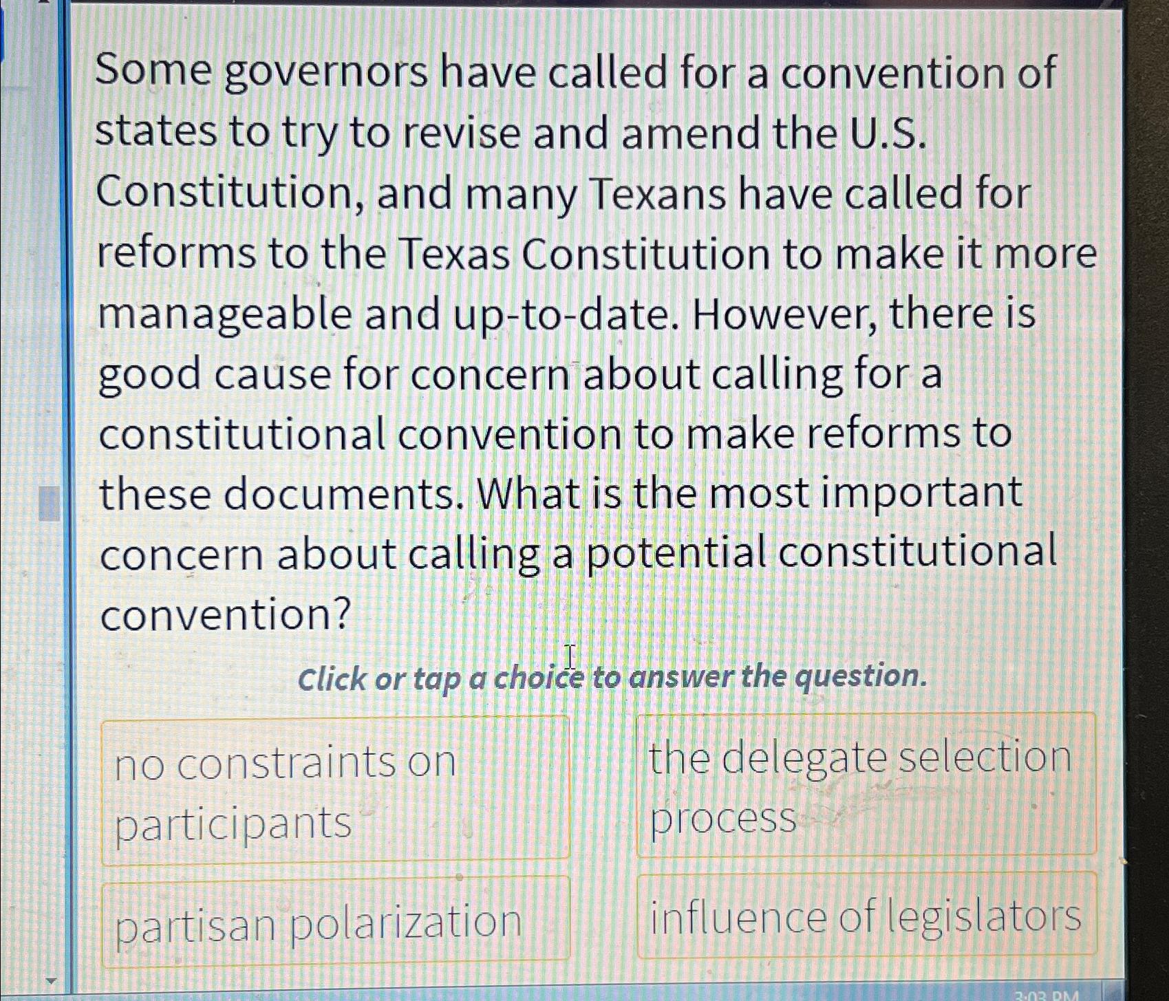 Solved Some governors have called for a convention of states