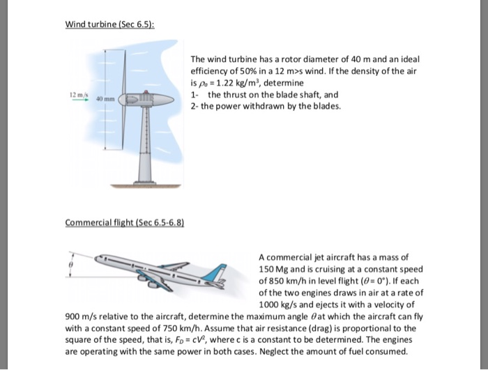 Solved Wind turbine (Sec 6.5): The wind turbine has a rotor | Chegg.com