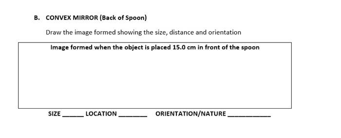B. CONVEX MIRROR (Back of Spoon) Draw the image | Chegg.com