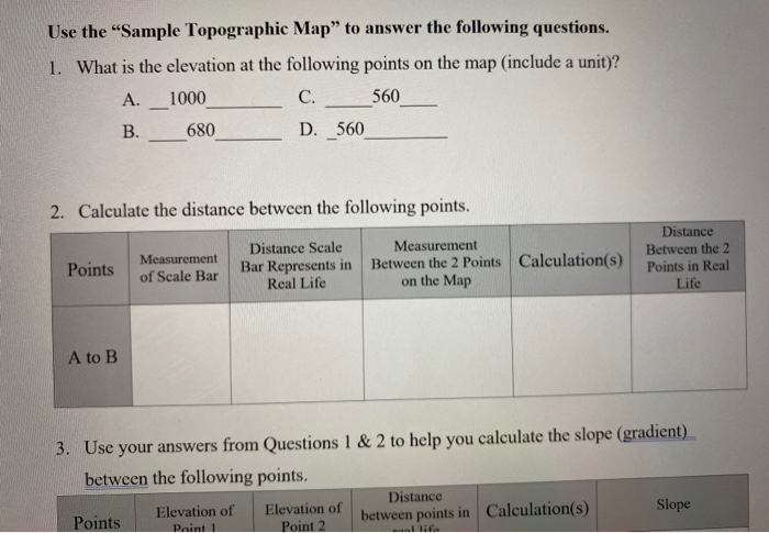 Solved Use The "Sample Topographic Map” To Answer The | Chegg.com