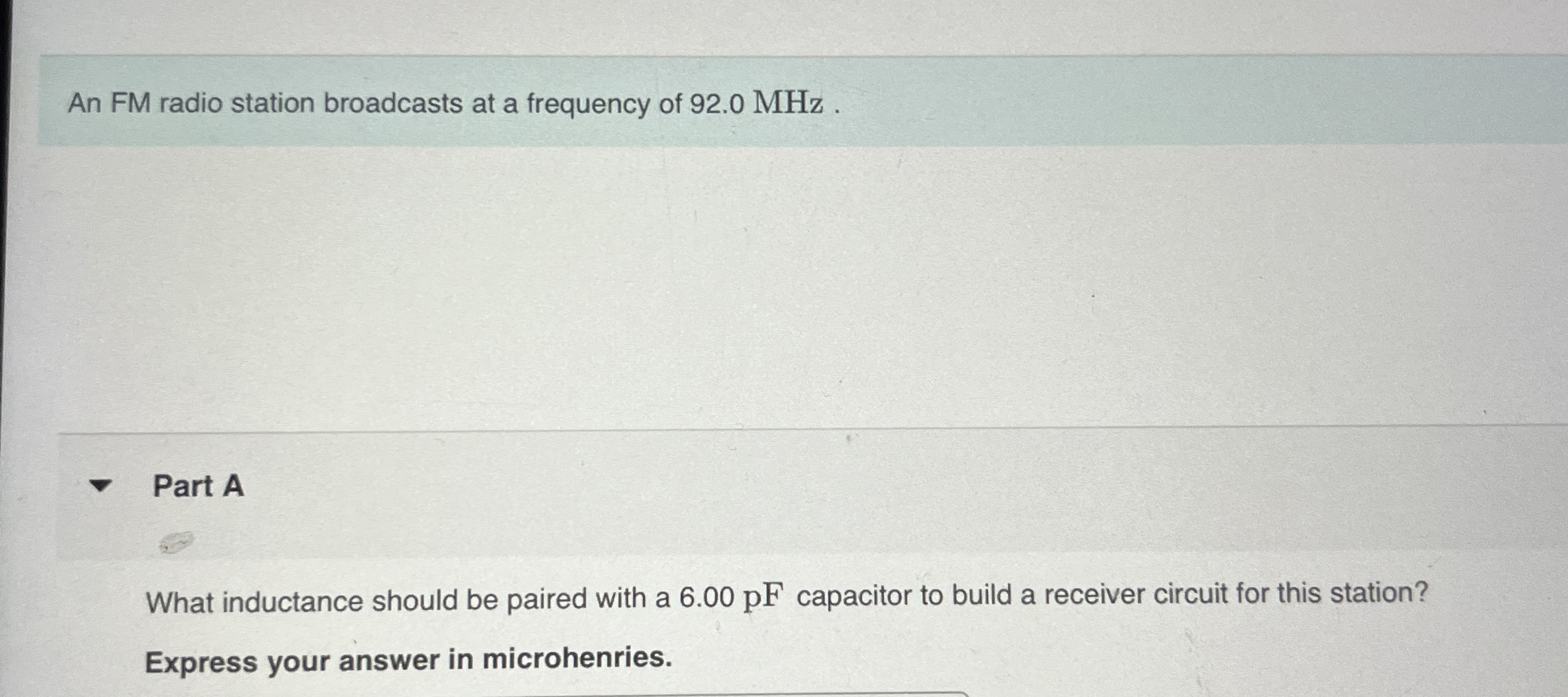 Solved An FM radio station broadcasts at a frequency of 92.0 | Chegg.com