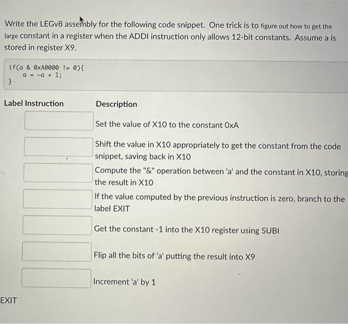 Solved Write The LEGv8 Asseinbly For The Following Code | Chegg.com