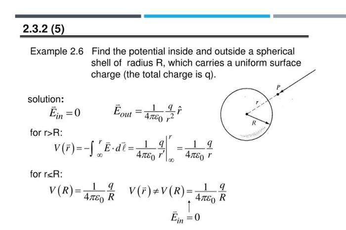 Solved 2.3.2 (5) Example 2.6 Find the potential inside and | Chegg.com