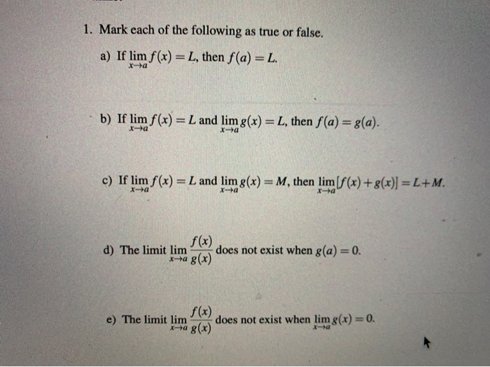 Solved 1 Mark Each Of The Following As True Or False A Chegg Com