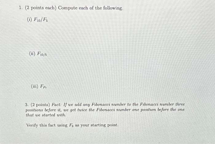 Solved 1. (2 points each) Compute each of the following (i) | Chegg.com