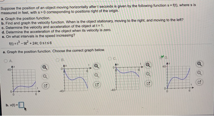 Solved Suppose the position of an object moving horizontally | Chegg.com