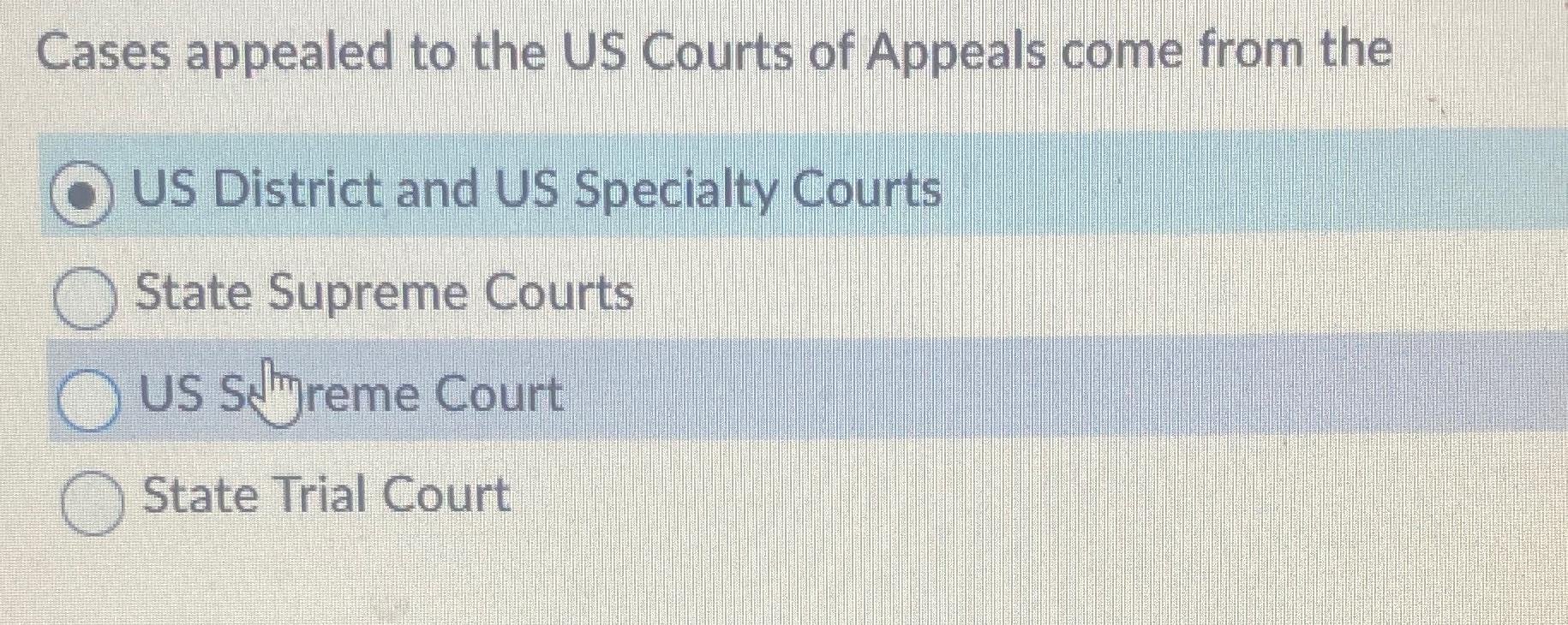 Solved Cases appealed to the US Courts of Appeals come from