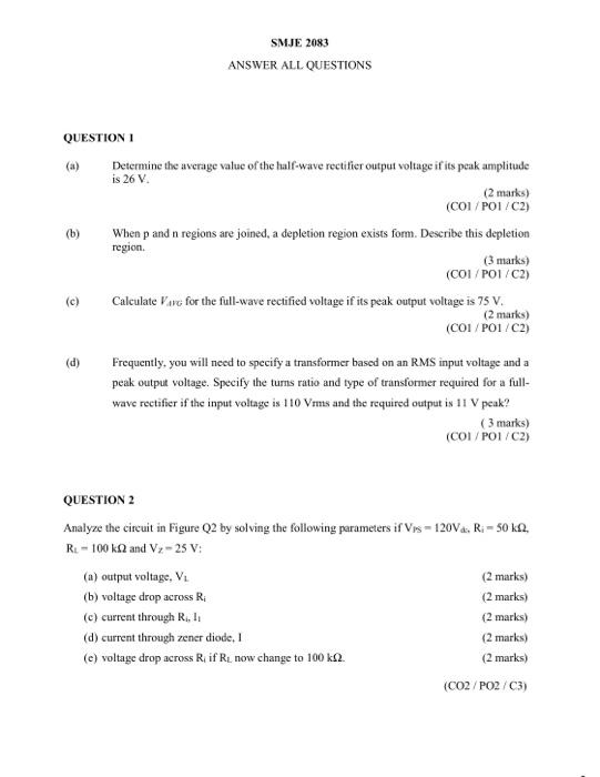 Solved QUESTION 1 A Determine The Average Value Of The Chegg Com