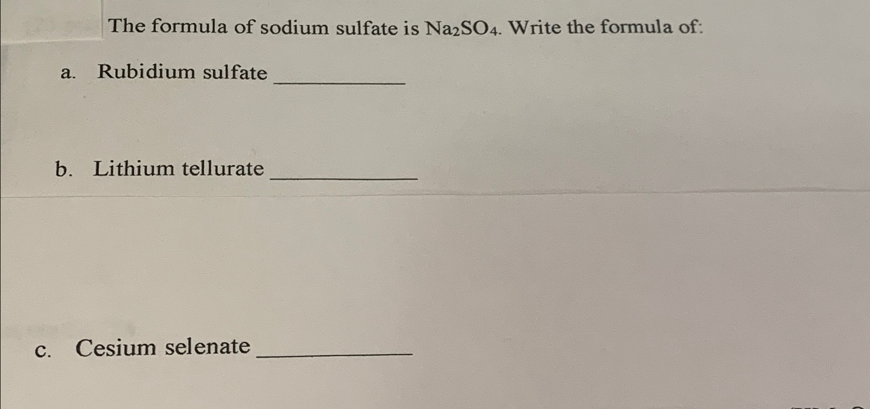 Solved The formula of sodium sulfate is Na2SO4. ﻿Write the | Chegg.com