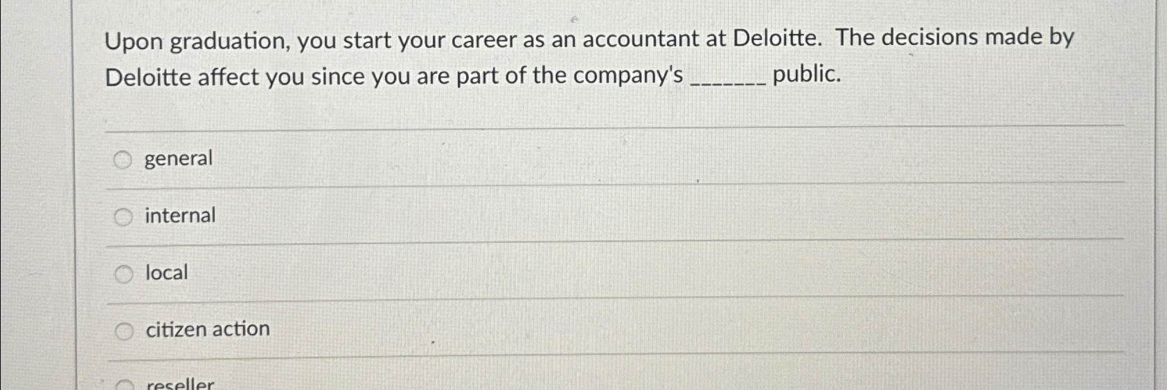 Solved Upon graduation, you start your career as an | Chegg.com