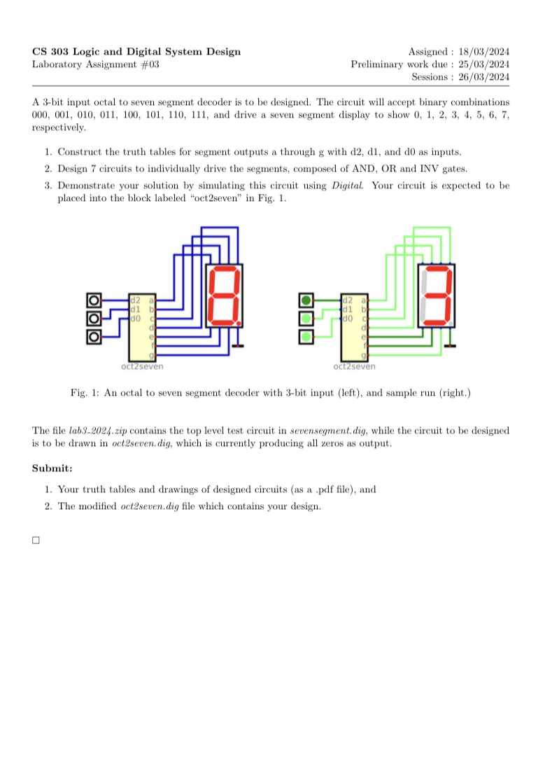 Solved CS 303 ﻿Logic and Digital System DesignLaboratory | Chegg.com
