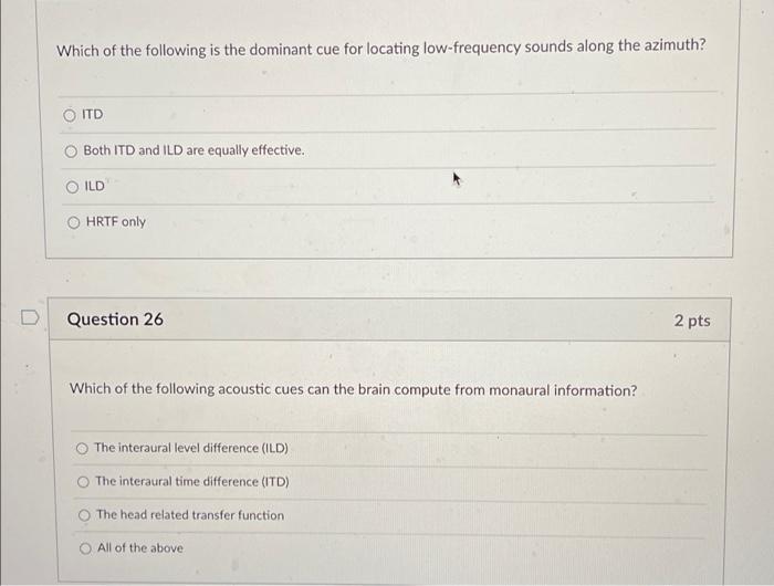 Solved Which of the following is the dominant cue for | Chegg.com