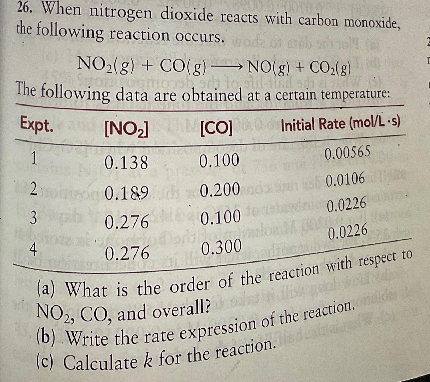 Solved When nitrogen dioxide reacts with carbon monoxide,
