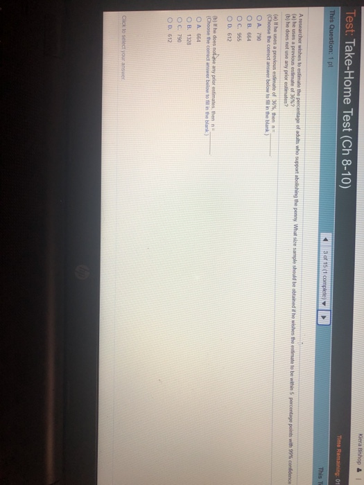 Solved Kiera & Test TakeHome Test (Ch 810) Time