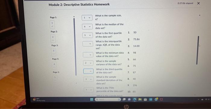 Solved scriptive Statistics Homework Using the Math 1111 | Chegg.com