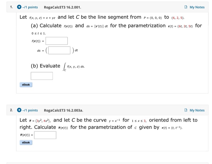 Solved 1 11 Points Rogacalcet3 16 2 001 My Notes Let R Chegg Com