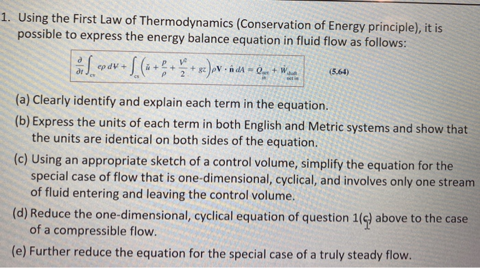 Solved 1. Using The First Law Of Thermodynamics | Chegg.com