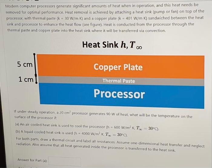 Solved Modern computer processors generate significant | Chegg.com