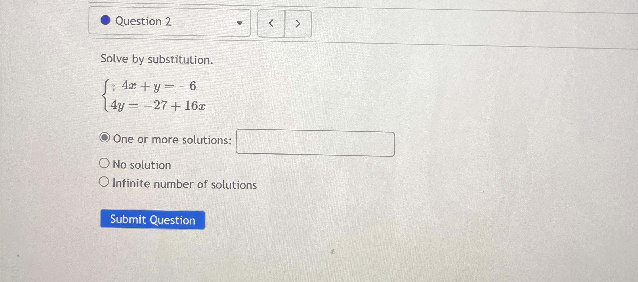 solved-question-2solve-by-substitution-4x-y-64y-27-16xone-chegg