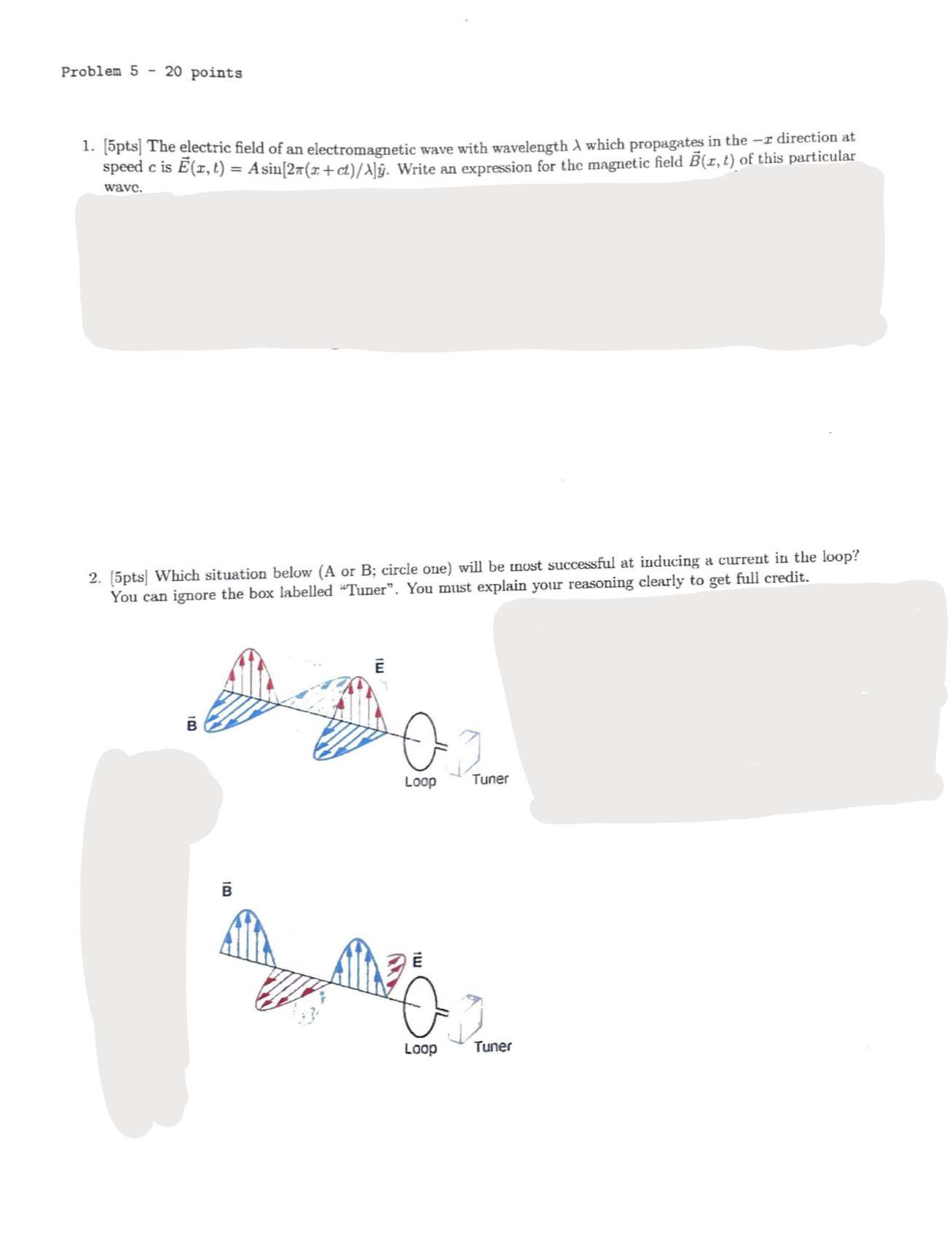 Solved Problem 5-20 ﻿points[5pts] ﻿The electric field of an | Chegg.com