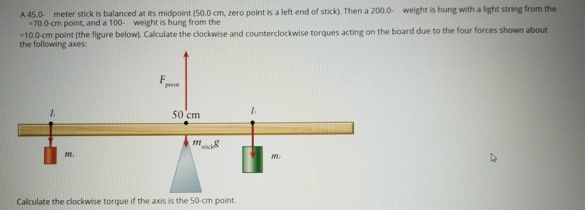 Solved A 45.0-g meter stick is balanced at its midpoint | Chegg.com