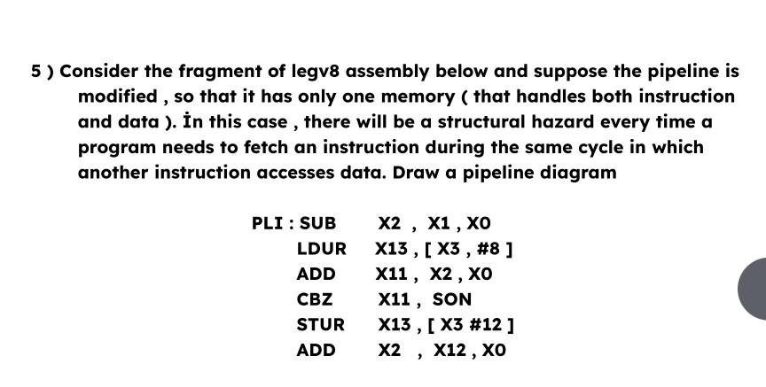 Solved 5 ) Consider The Fragment Of Legv8 Assembly Below And | Chegg.com