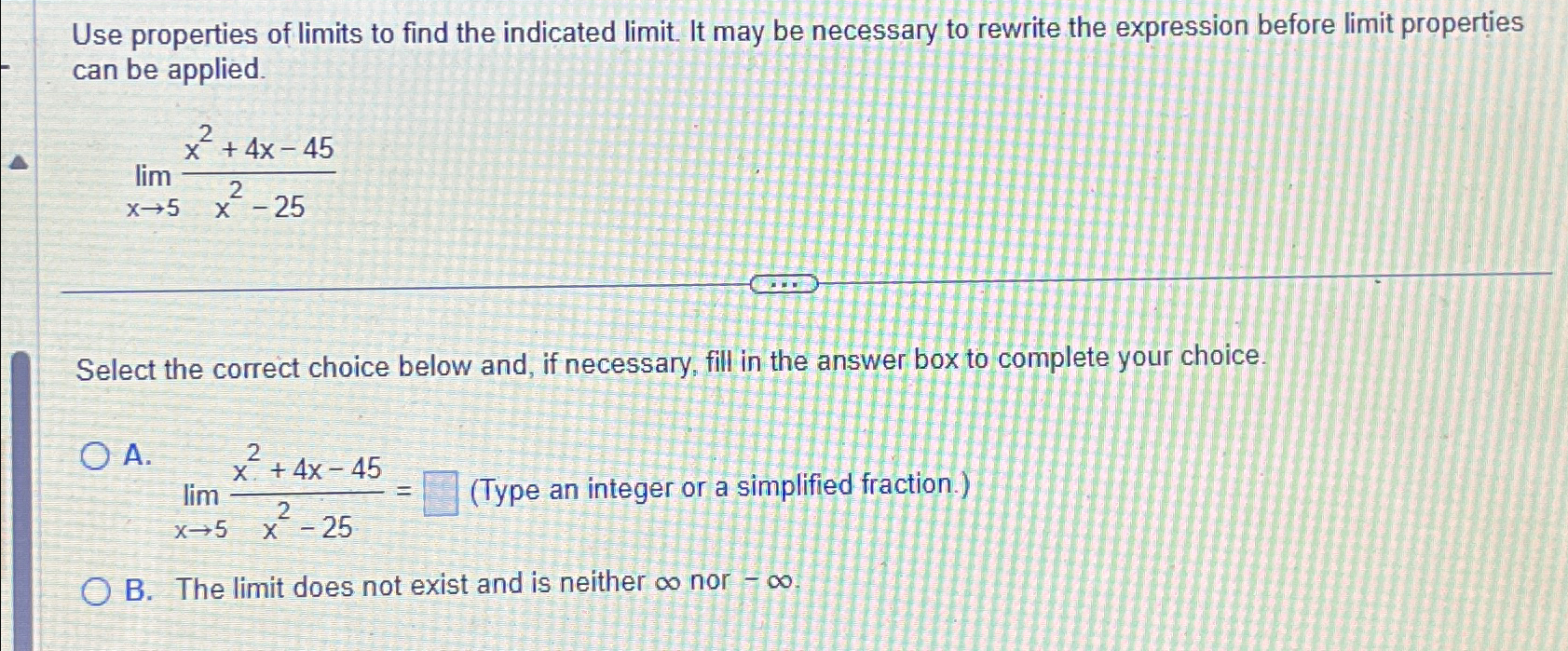 Solved Use properties of limits to find the indicated limit. | Chegg.com