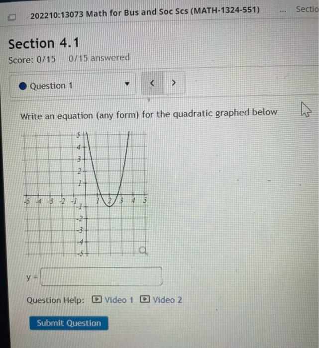 Solved Sectio 202210:13073 Math for Bus and Soc Scs | Chegg.com