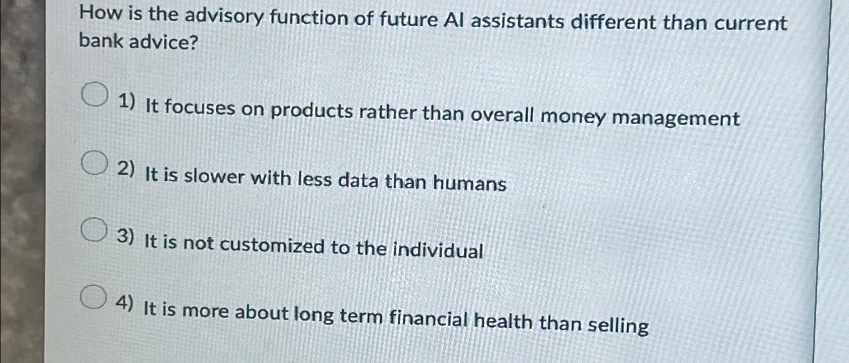 Solved How is the advisory function of future Al ﻿assistants | Chegg.com