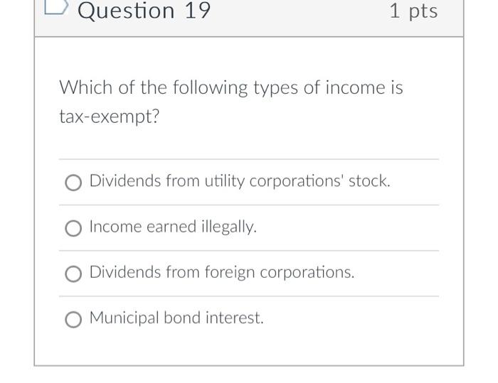 Solved Question 19 1 pts Which of the following types of
