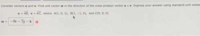 Solved Consider vectors u and v. Find unit vector w in the | Chegg.com