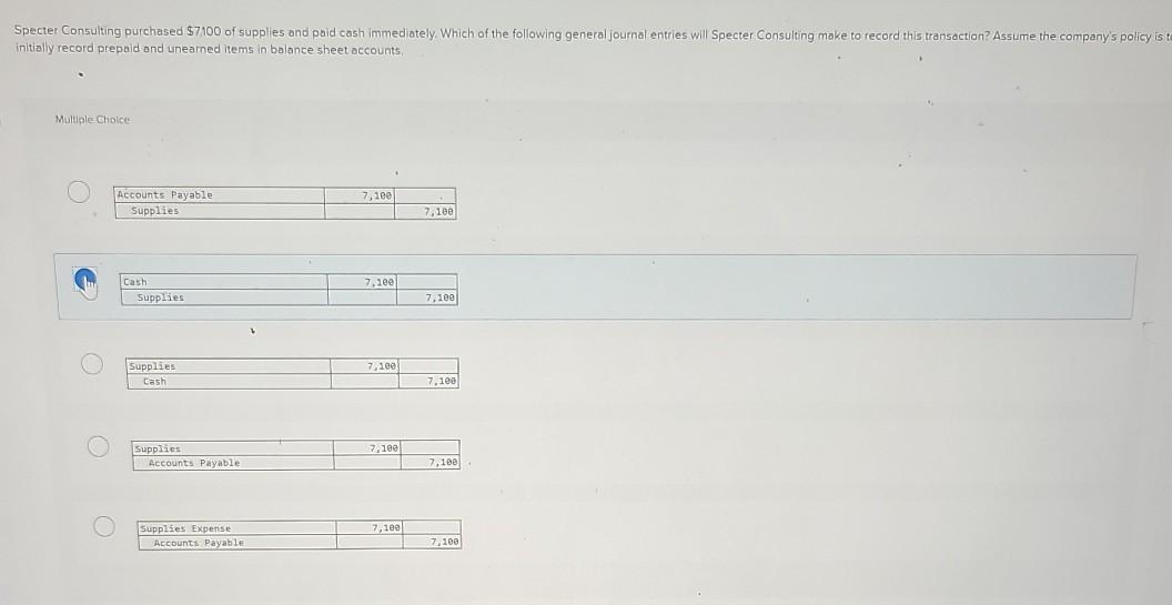 Solved Specter Consulting purchased 7100 of supplies and