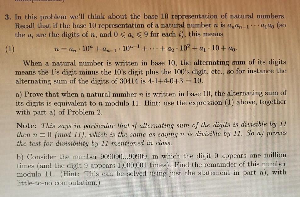 Solved a 3. In this problem we'll think about the base 10 | Chegg.com