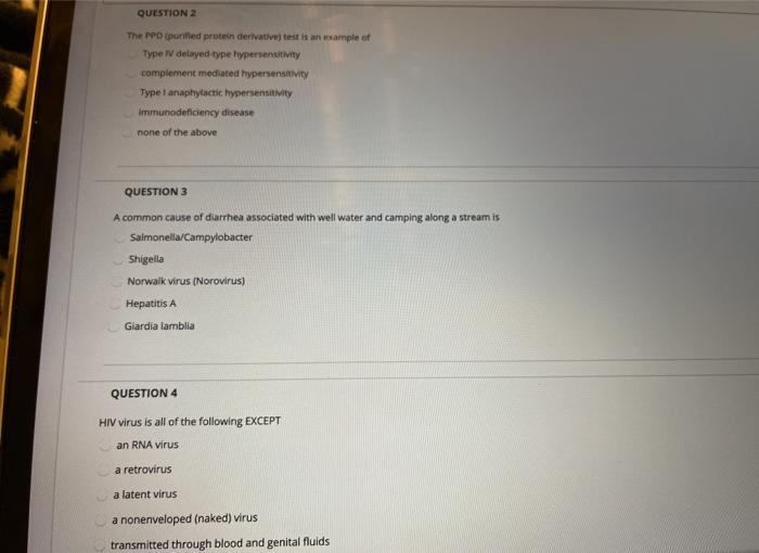 Solved QUESTION 2 The PPD purified protein derivative test | Chegg.com