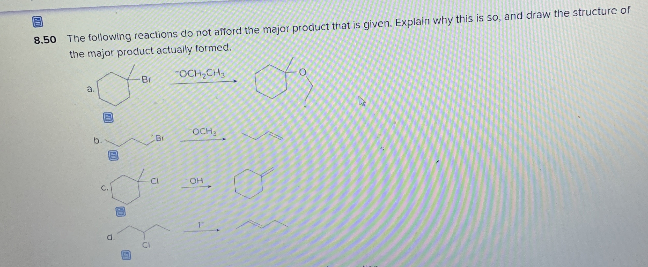 Solved 8.50 ﻿The following reactions do not afford the major | Chegg.com