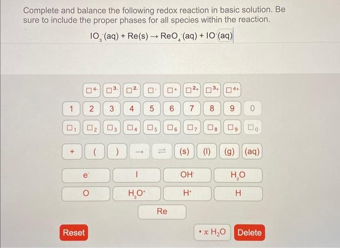 Solved Complete And Balance The Following Redox Reaction In | Chegg.com