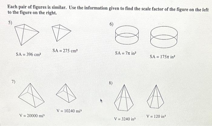 Each pair of figures is similar. Use the information | Chegg.com