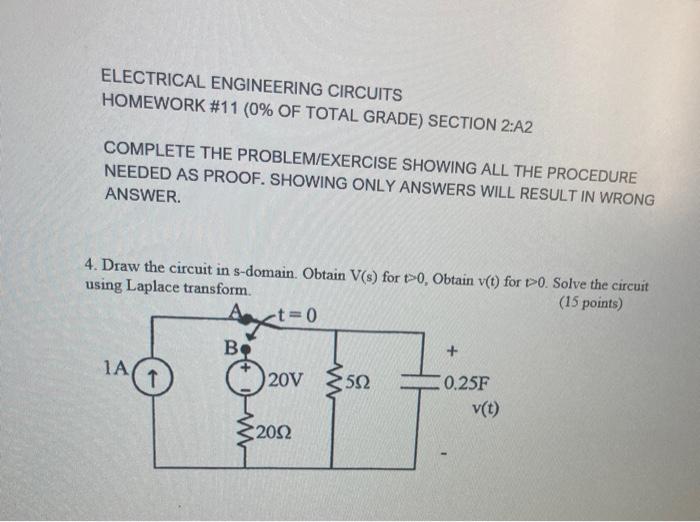 Solved ELECTRICAL ENGINEERING CIRCUITS HOMEWORK #11 (0% OF | Chegg.com