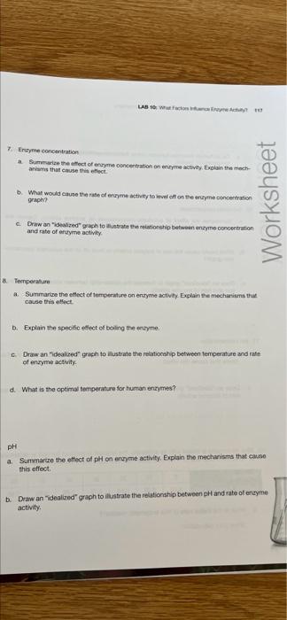 Solved 7. Enzyme concentration a. Summarize the effect of | Chegg.com