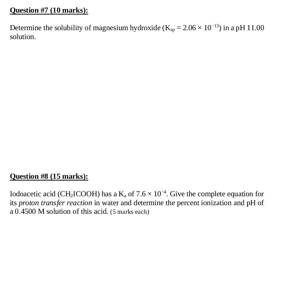 Solved Determine the solubility of magnesium hydroxide