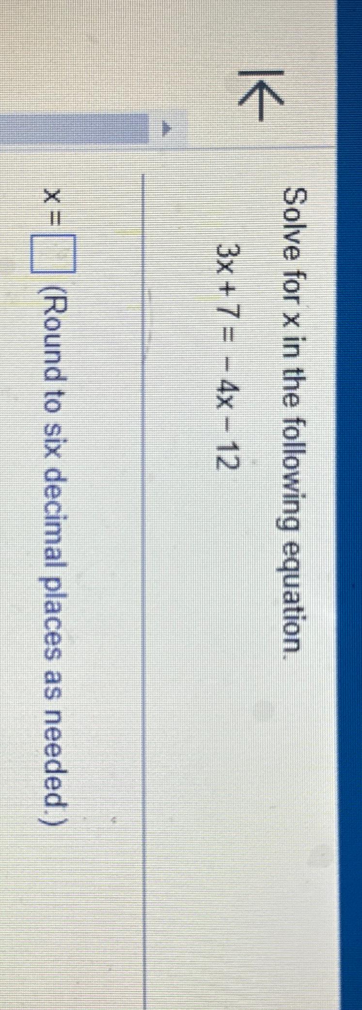 Solved Solve for x ﻿in the following | Chegg.com