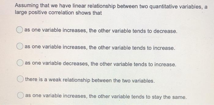 Solved Assuming that we have linear relationship between two | Chegg.com