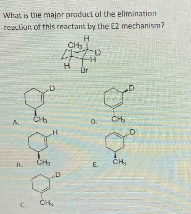 Solved What is the major product of the elimination reaction | Chegg.com
