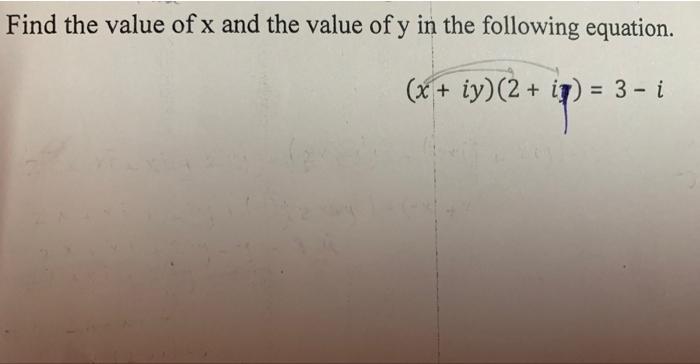 finding the value of x and y in an equation