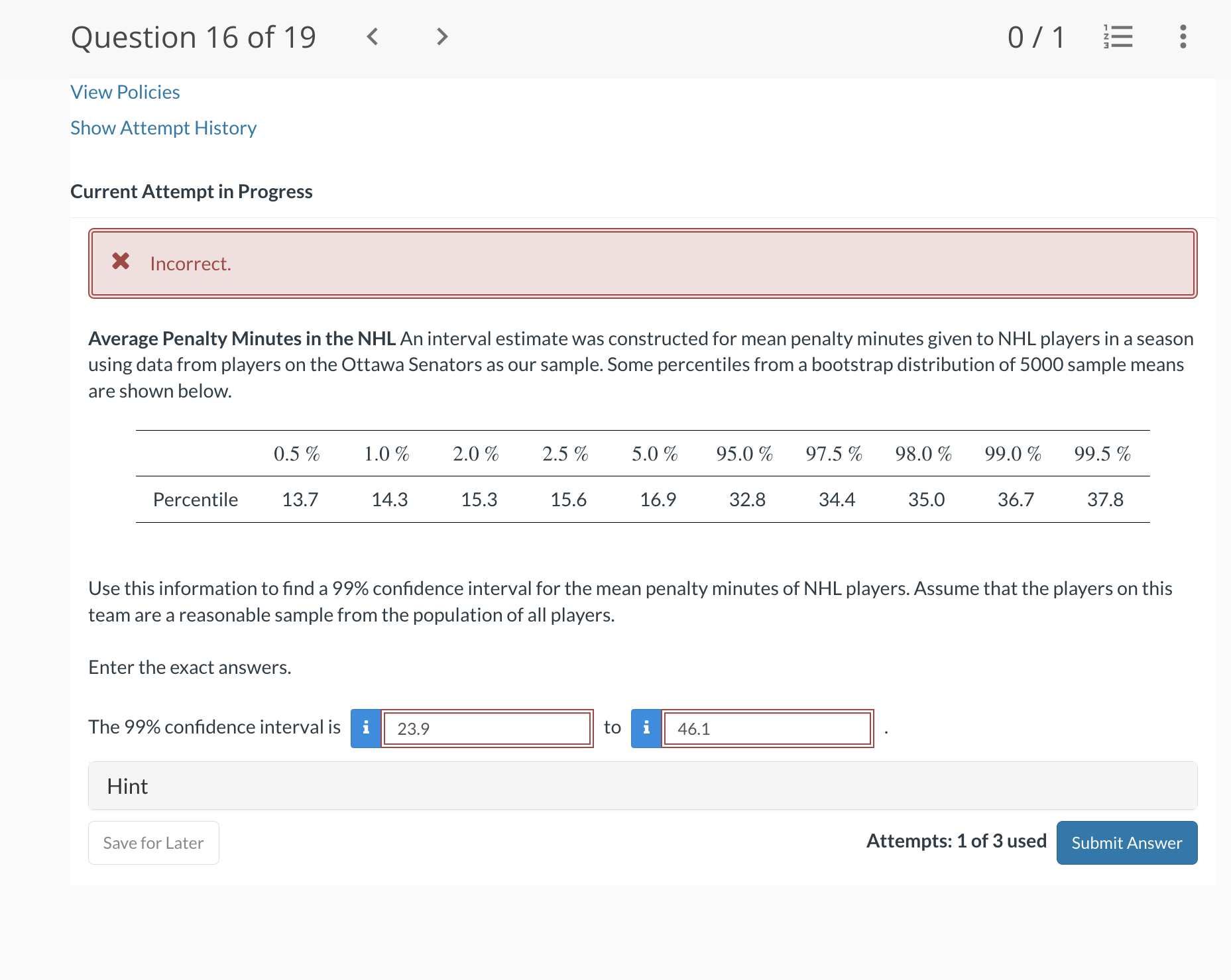 Solved Current Attempt in ProgressAverage Penalty Minutes in | Chegg.com