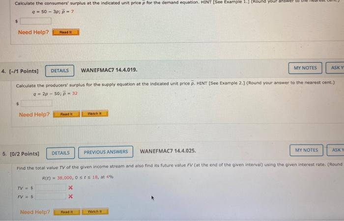Solved Calculate the consumers' surplus at the indicated | Chegg.com