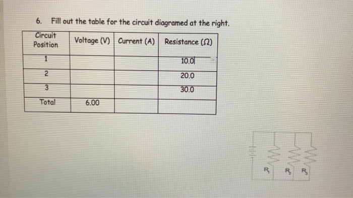 Circuit Math Table Solved 6. Fill out the table for the circuit diagramed at | Chegg.com