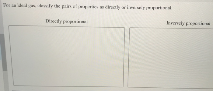 Solved For An Ideal Gas, Classify The Pairs Of Properties