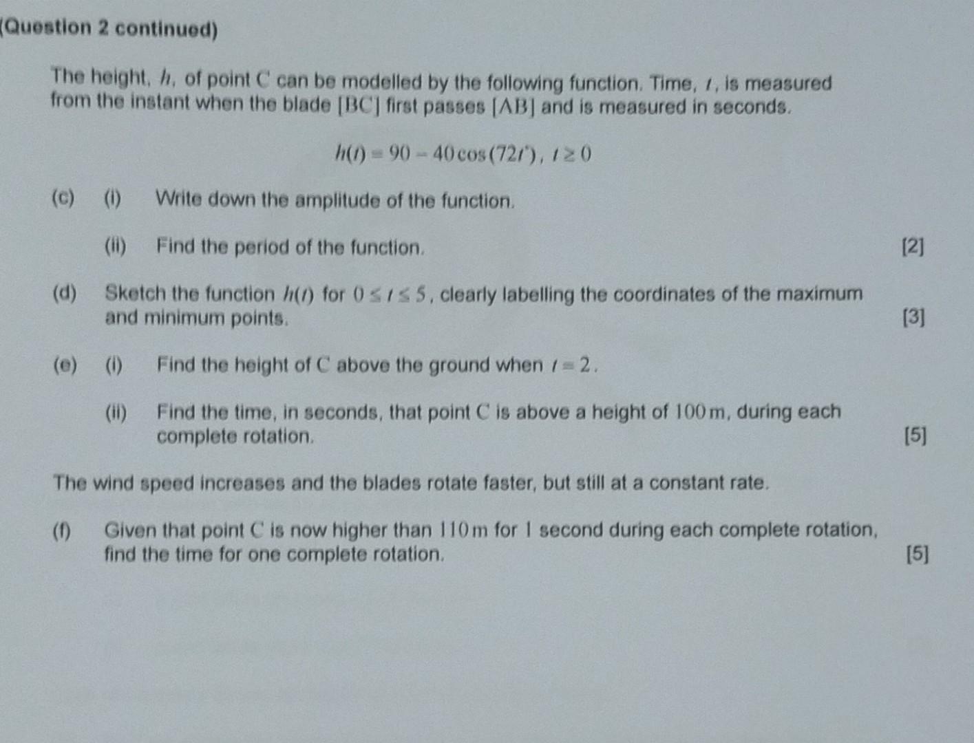 Solved 2. [Maximum mark: 20) A wind turbine is designed so | Chegg.com